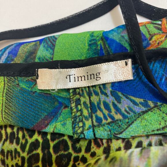 Vintage Tank Top Cami Timing Made in USA XS Floral Animal Print Sheer Coquette - Picture 5 of 9